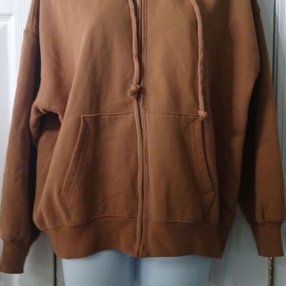 American Eagle Outfitters oversized  Carmel Brown zip up hoodie Sz XS/S NWT - Picture 2 of 6